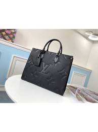 Replica High Quality Louis Vuitton ONTHEGO Original Leather Medium Bag M45040 Black HY21226Jh90
