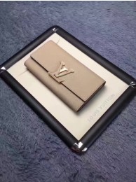 Replica Louis Vuitton Calfskin Leather CAPUCINES WALLET M61249 Grey HY21256hD86