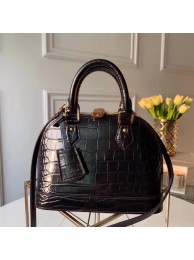 Replica Louis Vuitton Crocodile Pattern Leather Bag N90897 Black HY23225VA65