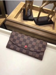 Replica Louis Vuitton Damier Ebene Canvas EMILIE WALLET N63544 Red HY25229Yn66