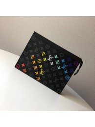 Replica Louis Vuitton Monogram Eclipse POCHETTE VOYAGE MM M61692 Hand drawn rainbow HY15335CQ60