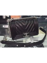 Replica Top Boy Chanel mini Flap Bag Original Chevron Nubuck Leather A5707 Black HY23697Cq58