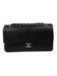 Replica Top Chanel 2.55 Series Flap Bags Original Snake Leather A1112 Black HY12719Vx24
