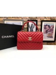 Replica Top Chanel CC original lambskin top handle flap bag V92236 red&Gold-Tone Metal HY10192Cq58
