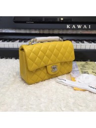 Replica Top Chanel Classic original Sheepskin Leather cross-body bag A1116 yellow silver chain HY22105ll80