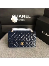 Replica Top Chanel Flap Shoulder Bags Dark Blue Original Patent Leather CF1112 Gold HY2395ll80
