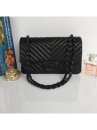 Replica Top Chanel Lambskin Chevron Quilting Classic Flap Bag AO1112 Black HY23304Vx24