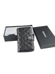 Replica Top Chanel Matelasse Bi-Fold Wallet in Original Sheepskin A48667 Black HY8704Vx24