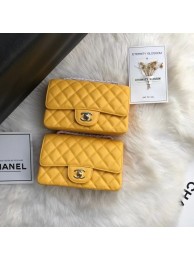 Replica Top Chanel mini flap bag Grained Calfskin A1116 yellow HY15639Vx24