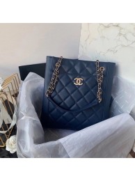 Replica Top Chanel Original Lather Shopping bag AS2295 blue HY4950ll80