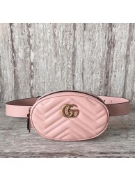 Replica Top Gucci GG Marmont Leather Belt Bag 476434 Pink HY5054Vx24