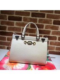 Replica Top Gucci Zumi Ostrich leather medium top handle bag 564714 white HY14075ll80