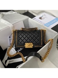 SMALL BOY CHANEL HANDBAG Gold-Tone Metal A67085 BLACK HY19144LG44