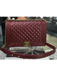 Top Boy Chanel Flap Bag Wine Original Sheepskin Leather A67088 Gold HY19096eo14