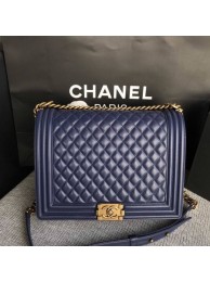 Top Boy Chanel Flap Shoulder Bag Blue Original Sheepskin Leather A67087 Gold HY16906eo14