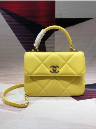 Top Chanel CC original lambskin top handle flap bag A92236 lemon&Gold-Tone Metal HY16852lE56
