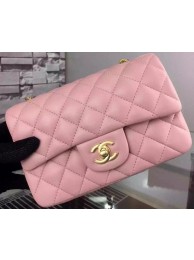 Top Chanel Classic mini Flap Bag Pink Sheepskin Leather A67350 Gold HY481eo14