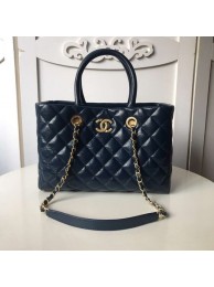 Top Chanel large shopping bag Aged Calfskin & Gold-Tone Metal A57974 Blue HY3036eo14
