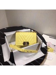 Top Chanel Le Boy Flap Shoulder Bag Original Leather Yellow V67085 Gold HY15811eo14