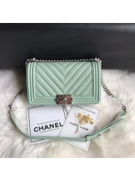 Top Chanel Leboy Original Caviar leather Shoulder Bag A67086 Light green silver chain HY22291yq38