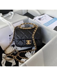 Top Chanel MINI FLAP BAG Lambskin & Gold-Tone Metal AS3450 black HY22327lE56