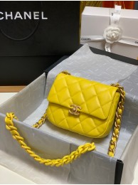 Top Chanel mini Shoulder Bag Lambskin&Gold-Tone Metal AS3205 yellow HY14662lE56