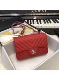 Top Chanel Small Classic Handbag Grained Calfskin & silver-Tone Metal A69900 red HY22656yq38