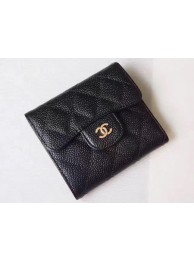 Top Chanel Tri-Fold Wallet Cannage Pattern Leather A48981 Black HY5136yq38