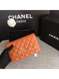 Top Chanel WOC Flap Bag Orange Original Sheepskin Leather 33814 Silver HY23841eo14