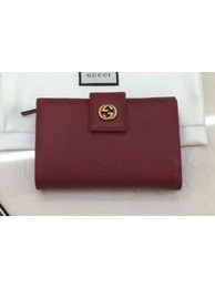 Top Gucci Calfskin Leagther Wallet 337023 Red HY23751yq38
