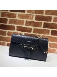 Top Gucci GG Leather Shoulder Bag 449635 black HY22692lE56