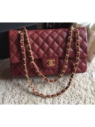 Top Quality Chanel Classic A36070 Burgundy Original Grain Leather Large Flap Bag Golden HY19231NP24